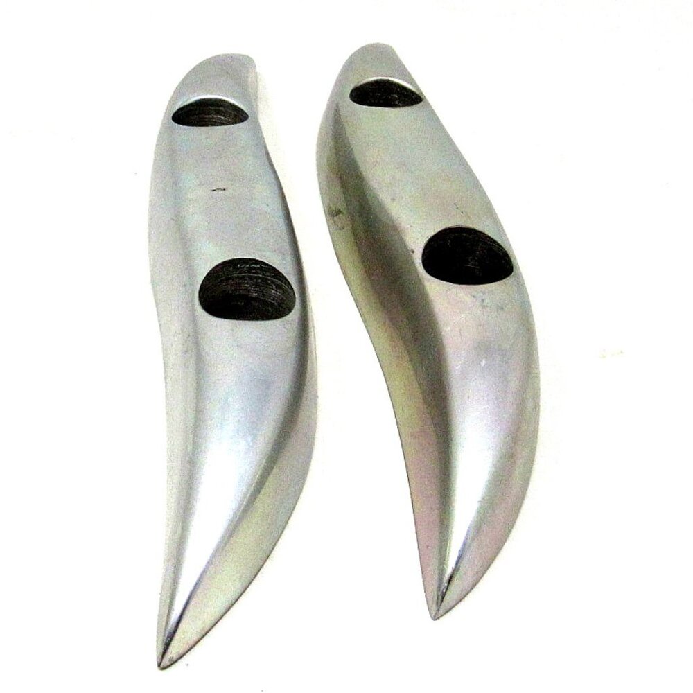 2 Nambe Candleholders 2 holes 592 9in Tapers Mid Century Made NM USA Vintage